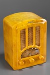 Brown Marbleized Yellow Emerson AU-190 Tombstone Catalin Radio